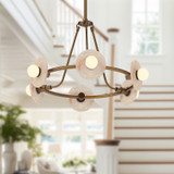 Alora - CH346028VBAR - LED Chandelier - Dahlia - Vintage Brass/Alabaster