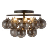 Alora - SF654318MBSM - Three Light Semi-Flush Mount - Faye - Matte Black/Smoked Solid Glass