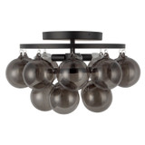 Alora - SF654318MBSM - Three Light Semi-Flush Mount - Faye - Matte Black/Smoked Solid Glass
