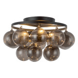 Alora - SF654318MBSM - Three Light Semi-Flush Mount - Faye - Matte Black/Smoked Solid Glass