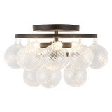 Alora - SF654318MBRC - Three Light Semi-Flush Mount - Faye - Matte Black/Clear Ribbed Glass