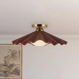 Alora - SF354016BGD - One Light Semi-Flush Mount - Furrow - Burgundy