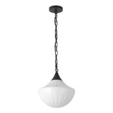 Alora - PD651012MBGR - One Light Pendant - Farrah - Matte Black/Glossy Ribbed Opal Glass