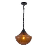 Alora - PD651012MBAM - One Light Pendant - Farrah - Matte Black/Amber