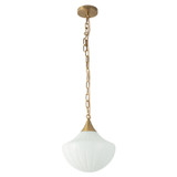 Alora - PD651012BGGR - One Light Pendant - Farrah - Brushed Gold/Glossy Ribbed Opal Glass