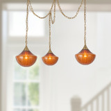 Alora - MP651312BGAM - Three Light Pendant - Farrah - Brushed Gold/Amber