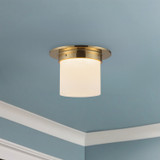 Alora - FM360085PTBAR - One Light Flush Mount - Mineral - Patina Brass/Alabaster