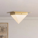 Alora - FM345084PTBOP - One Light Flush Mount - Mineral - Patina Brass/Opal Glass