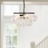 Alora - CH654318MBRC - Three Light Chandelier - Faye - Matte Black/Clear Ribbed Glass