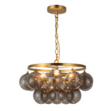 Alora - CH654318BGSM - Three Light Chandelier - Faye - Brushed Gold/Smoked Glass