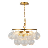 Alora - CH654318BGRC - Three Light Chandelier - Faye - Brushed Gold/Clear Ribbed Glass