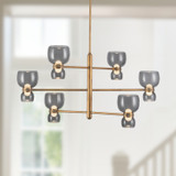 Alora - CH310336VBSM - LED Chandelier - Sutton - Vintage Brass/Smoked Glass