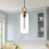 Alora - PD401505AGCL - One Light Pendant - Soji - Aged Gold/Clear Glass