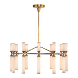 Alora - CH348038VBFR-UNV - LED Chandelier - Edwin - Vintage Brass/Frosted Ribbed Glass