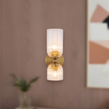 Alora - WV442612BGCR - Two Light Vanity - Nelly - Brushed Gold/Clear Ribbed Glass