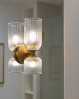 Alora - WV442612BGCR - Two Light Vanity - Nelly - Brushed Gold/Clear Ribbed Glass