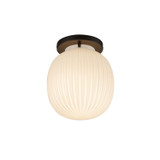 Alora - SF579107MBGR - One Light Semi-Flush Mount - Cherise - Matte Black/Glossy Ribbed Opal Glass