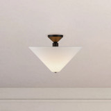 Alora - SF497016MBWL - One Light Semi-Flush Mount - Bridgette - Matte Black/White Linen