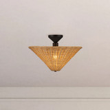 Alora - SF497016MBRA - One Light Semi-Flush Mount - Bridgette - Matte Black/Rattan