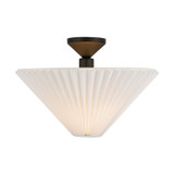 Alora - SF497016MBFW - One Light Semi-Flush Mount - Bridgette - Matte Black/Folded White