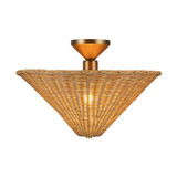 Alora - SF497016BGRA - One Light Semi-Flush Mount - Bridgette - Brushed Gold/Rattan