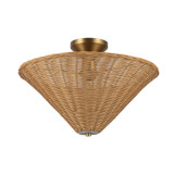 Alora - SF497016BGRA - One Light Semi-Flush Mount - Bridgette - Brushed Gold/Rattan