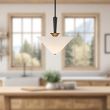 Alora - PD497016MBWL - One Light Pendant - Bridgette - Matte Black/White Linen