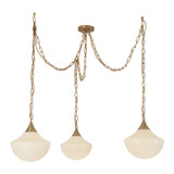 Alora - MP651312BGGR - Three Light Pendant - Farrah - Brushed Gold/Glossy Ribbed Opal Glass