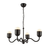 Alora - CH558427MBOP - Four Light Chandelier - Effie - Matte Black/Opal Glass