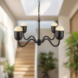 Alora - CH558427MBOP - Four Light Chandelier - Effie - Matte Black/Opal Glass