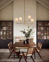 Alora - CH497445BGWL - Four Light Chandelier - Bridgette - Brushed Gold/White Linen