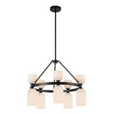 Alora - CH442626MBGR - Ten Light Chandelier - Nelly - Matte Black/Glossy Ribbed Opal Glass