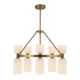 Alora - CH442626BGGR - Ten Light Chandelier - Nelly - Brushed Gold/Glossy Ribbed Opal Glass