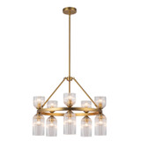 Alora - CH442626BGCR - Ten Light Chandelier - Nelly - Brushed Gold/Clear Ribbed Glass