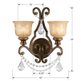Crystorama - 7502-BU-CL-S - Two Light Wall Sconce - Norwalk - Bronze Umber