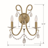 Crystorama - 6822-VG-CL-SAQ - Two Light Wall Sconce - Othello - Vibrant Gold