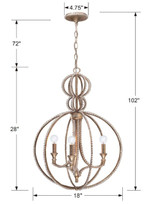 Crystorama - 6765-DT - Three Light Mini Chandelier - Garland - Distressed Twilight