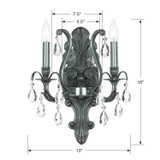 Crystorama - 5563-PW-CL-SAQ - Two Light Wall Sconce - Dawson - Pewter