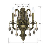 Crystorama - 5563-AB-GT-S - Two Light Wall Sconce - Dawson - Antique Brass
