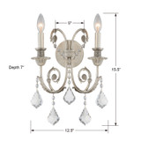 Crystorama - 5112-OS-CL-S - Two Light Wall Sconce - Regis - Olde Silver
