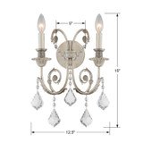 Crystorama - 5112-OS-CL-MWP - Two Light Wall Sconce - Regis - Olde Silver