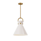 Alora - PD412514AGGO - One Light Pendant - Emerson - Aged Gold/Glossy Opal Glass