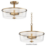 Maxim - 5695CLNAB - Three Light Semi Flush/Pendant Convertible - Fuller - Natural Aged Brass