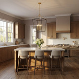 Visual Comfort Studio - KSC1204MBK - Four Light Lantern - Carlyle - Midnight Black | Burnished Brass