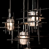 Hubbardton Forge - 131156-SKT-STND-14-II0728 - Tura 10-Light Seeded Glass Mobile Pendant - Tura - Oil Rubbed Bronze