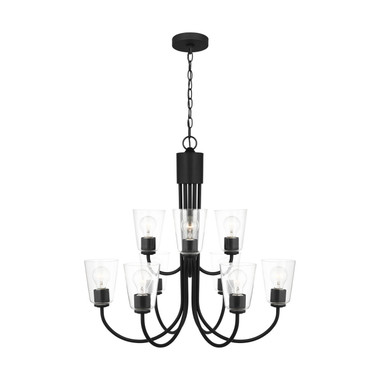 Generation Lighting - GLC1169MBK - Nine Light Chandelier - Miles - Midnight Black