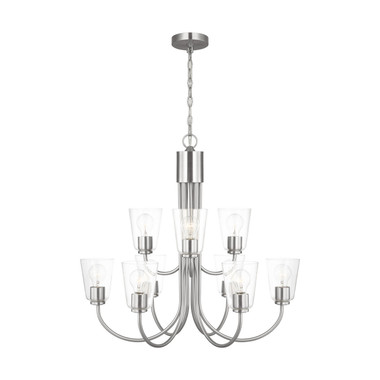 Generation Lighting - GLC1169BS - Nine Light Chandelier - Miles - Brushed Nickel