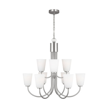 Generation Lighting - GLC1139BS - Nine Light Chandelier - Miles - Brushed Nickel