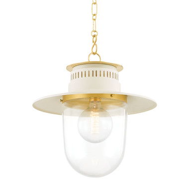 Mitzi - H773701L-AGB/SCR - One Light Pendant - Nori - Aged Brass/Soft Cream