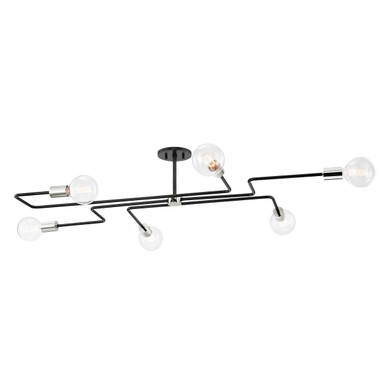 Mitzi - H488606L-PN/TBK - Six Light Semi Flush Mount - Jena - Polished Nickel/Textured Black
